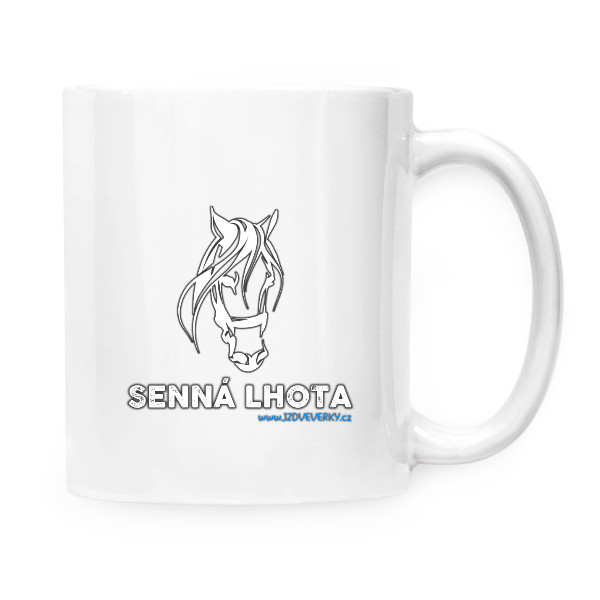 Hrnek malý bílý s potiskem Senná Lhota JZD VEVERKY - hrneček