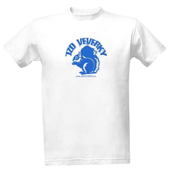 Tričko s potiskem JZD VEVERKY - Bílé s modrým